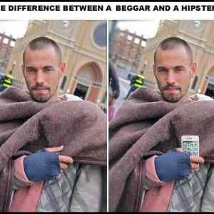 Obrázek '-The diference between a beggar and a hipster-      19.10.2012'
