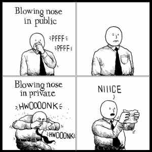 Obrázek 'Blowing Your Nose - In Public vs. In Private'