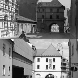 Obrázek 'Brno dva diapozitivy vyfocene s padesatiletym odstupem Meninska brana'