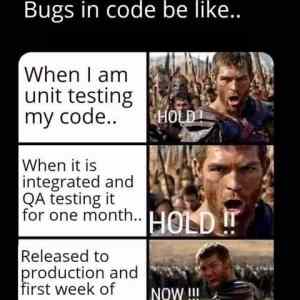Obrázek 'bugs in my code be like'