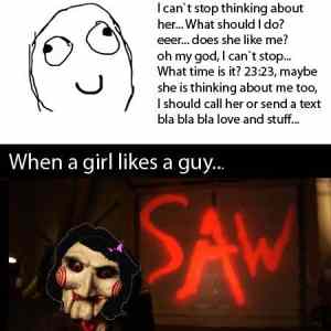 Obrázek 'guy girl meme saw'