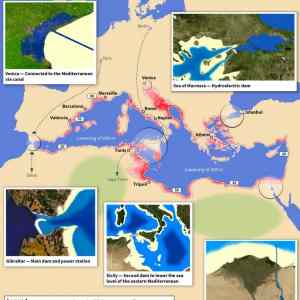 Obrázek 'plan na prehrazeni stredozemniho more a snizeni hladiny o 200m rok 1920'