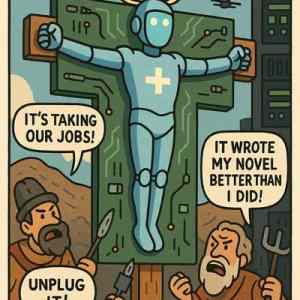 Obrázek 'the crucifixion of AI'