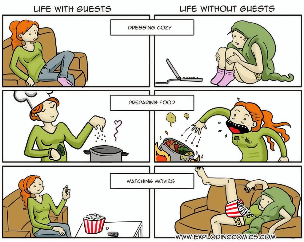 Obrázek -Life with guests vs without guests-      06.12.2012