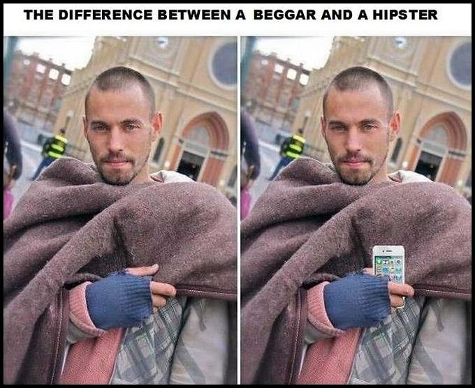 Obrázek -The diference between a beggar and a hipster-      19.10.2012