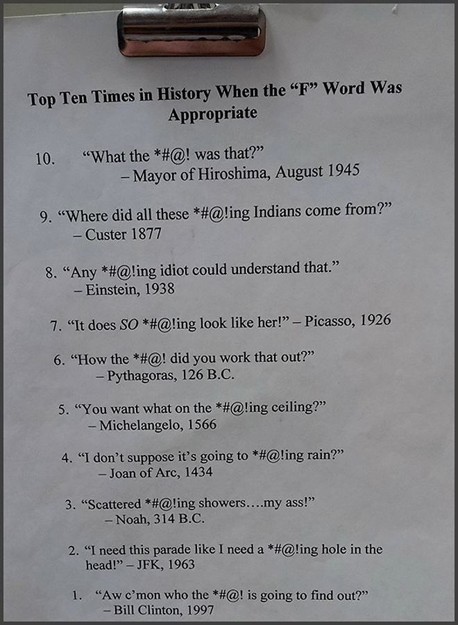 Obrázek -Top 10 times in history when the F word was appropriate-      21.11.2012