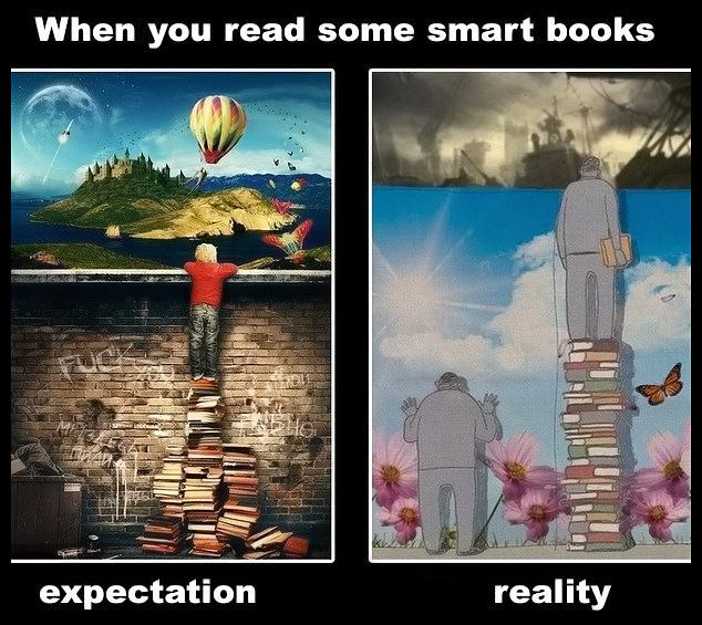Obrázek - Books - expectation vs reality -      20.05.2013