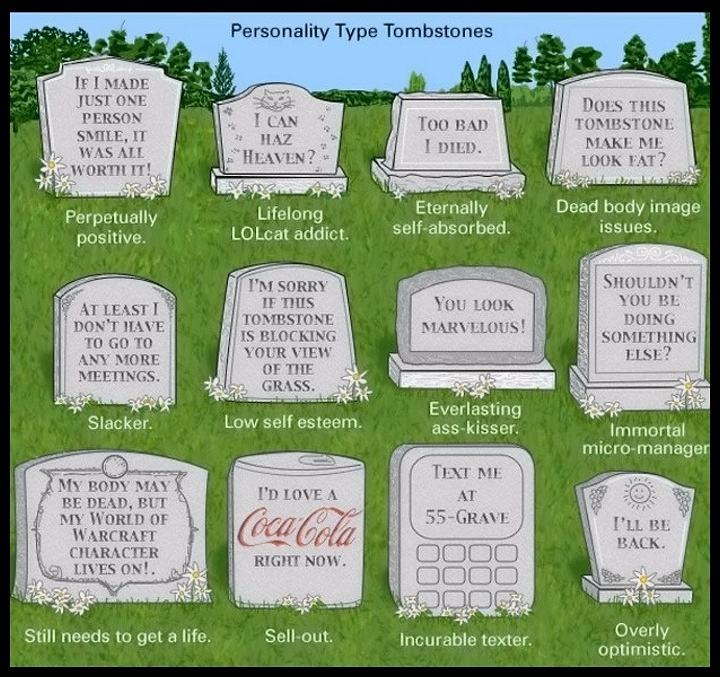 Obrázek - Personality type tombstones -      04.06.2013