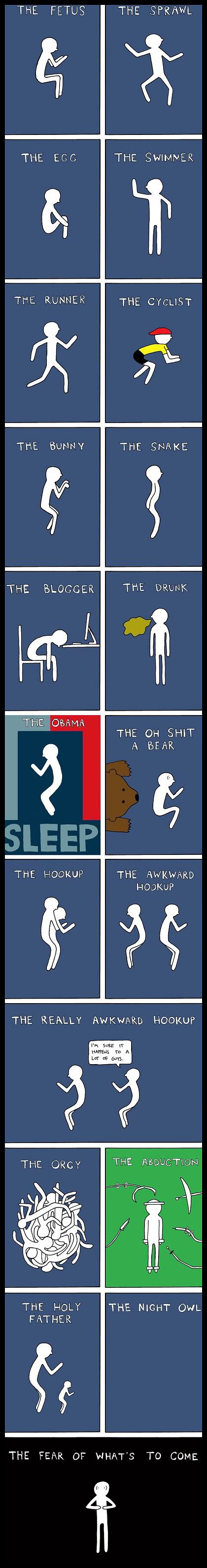 Obrázek - The illustrated guide to sleeping positions -      29.04.2013