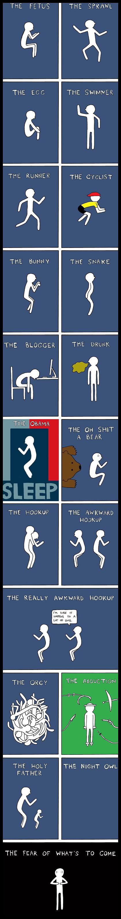 Obrázek - The illustrated guide to sleeping positions -      29.04.2013