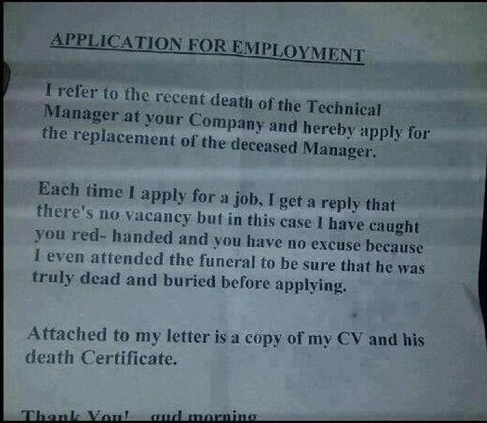 Obrázek Application for employment