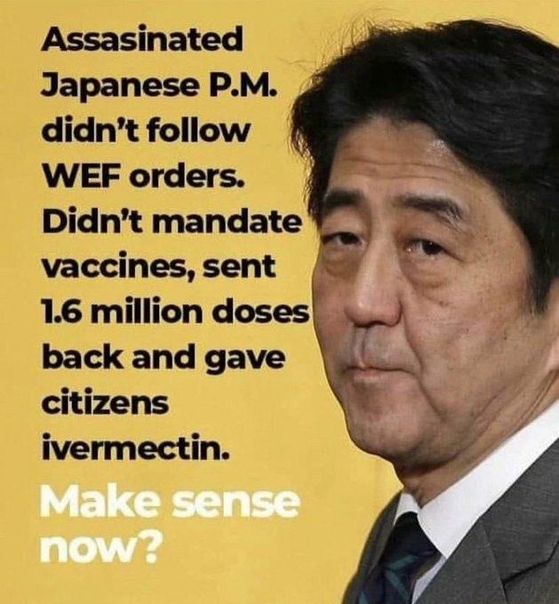 Obrázek Assasinated Japanese Prime Minister Shinzo Abe Didn 27t Follow WEF COVID-19 Mandate Orders