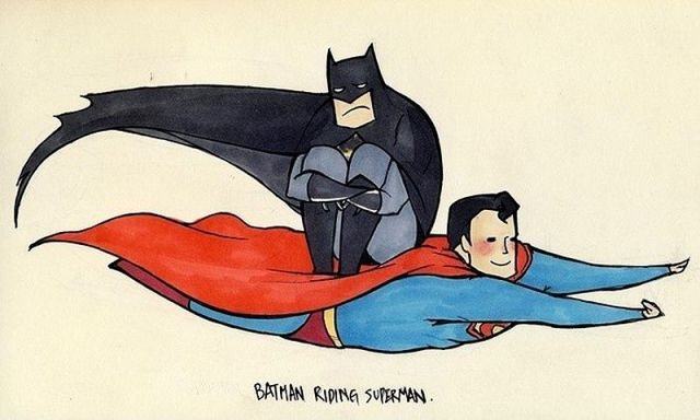 Obrázek Batman riding superman