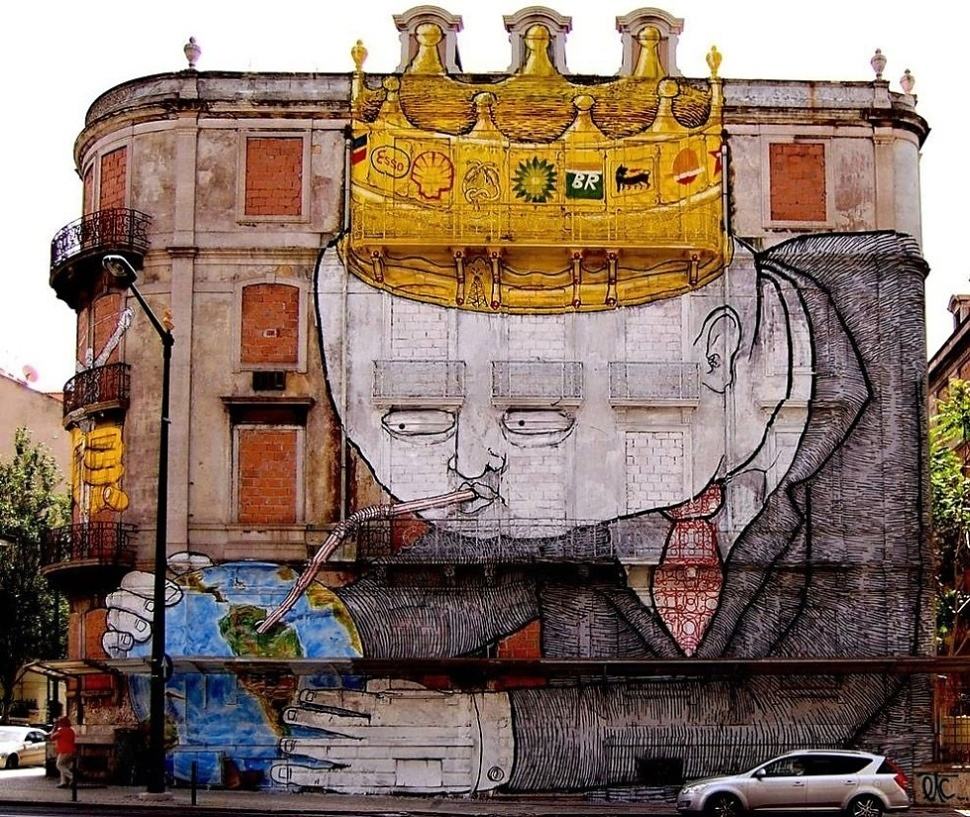 Obrázek Big oil companies vs world - street art in Lisboa