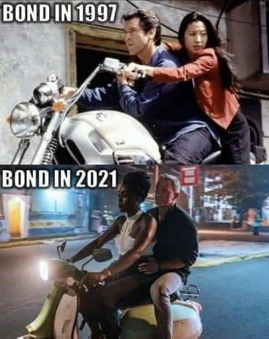 Obrázek Bond v dobe muzu VS woke hosanku