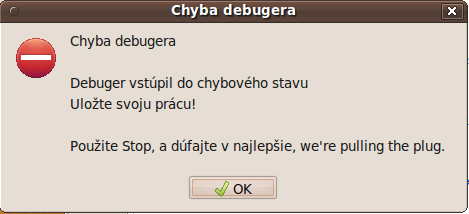 Obrázek Chyba debugera