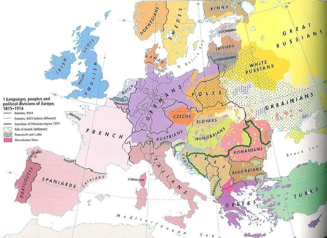 Obrázek Evropa mapa narodu 1914