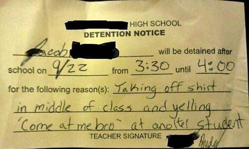 Obrázek Getting Detention Like A Man Meme