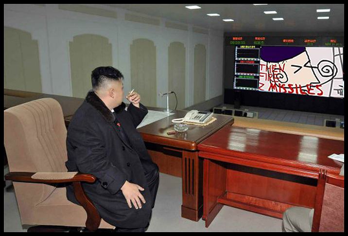 Obrázek Kim Jong Un getting his morning intelligence briefing
