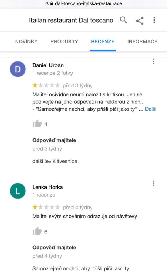 Obrázek Kritika restaurace