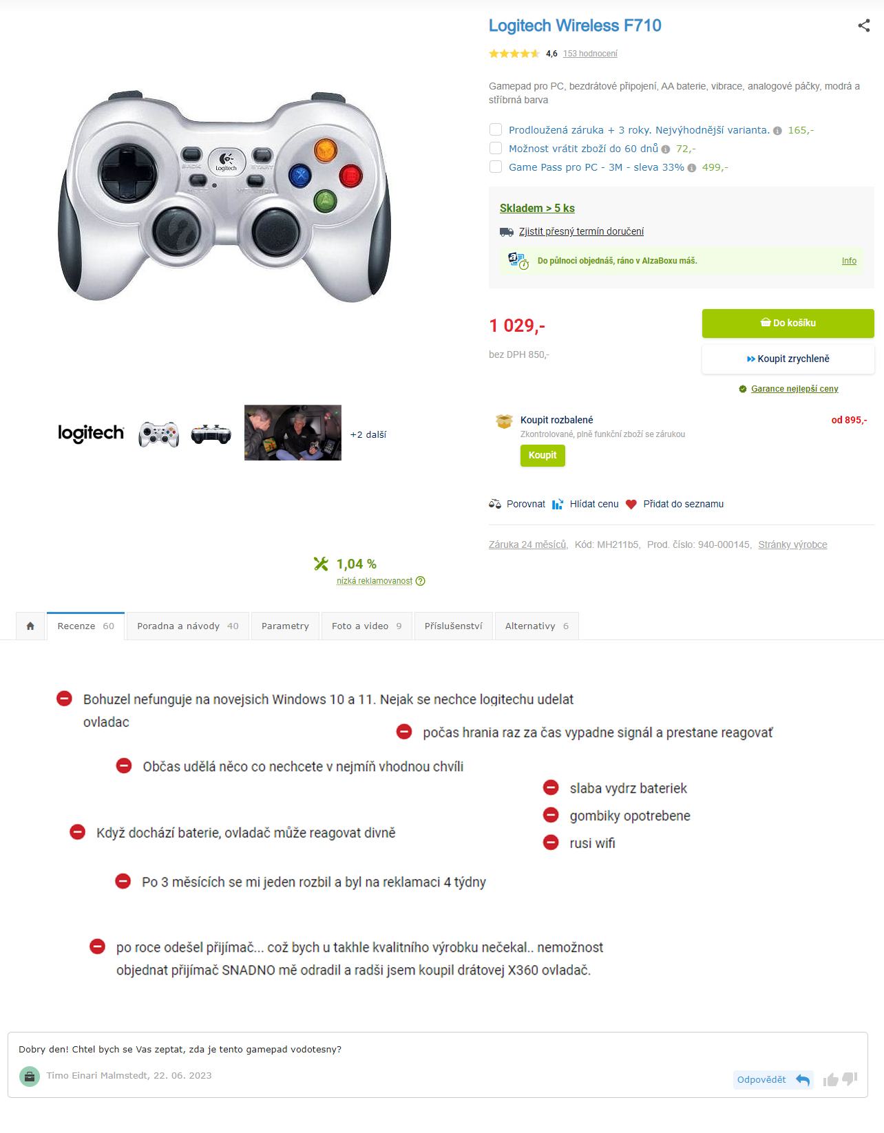 Obrázek Logitech F710 recenze