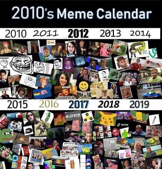 Obrázek Meme calendar 2010s