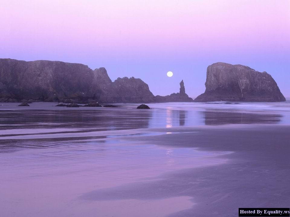 Obrázek Moonset over Coquille Point 2C Oregon Islands 2C Oregon