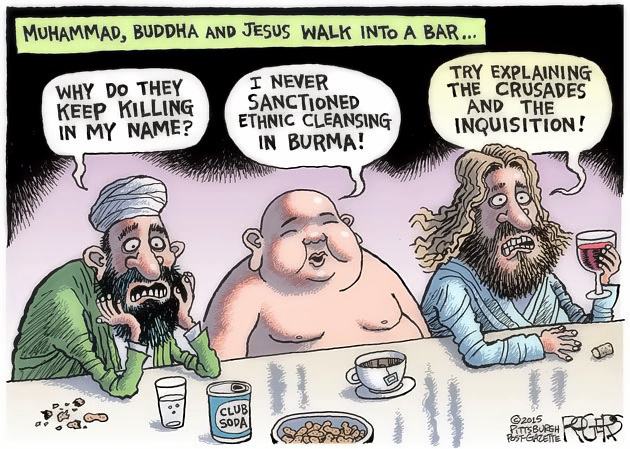 Obrázek Muhammad Buddha and Jesus walk into a bar