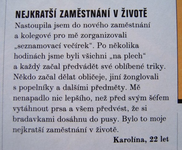 Obrázek Nejkratsi zamestnani v zivote