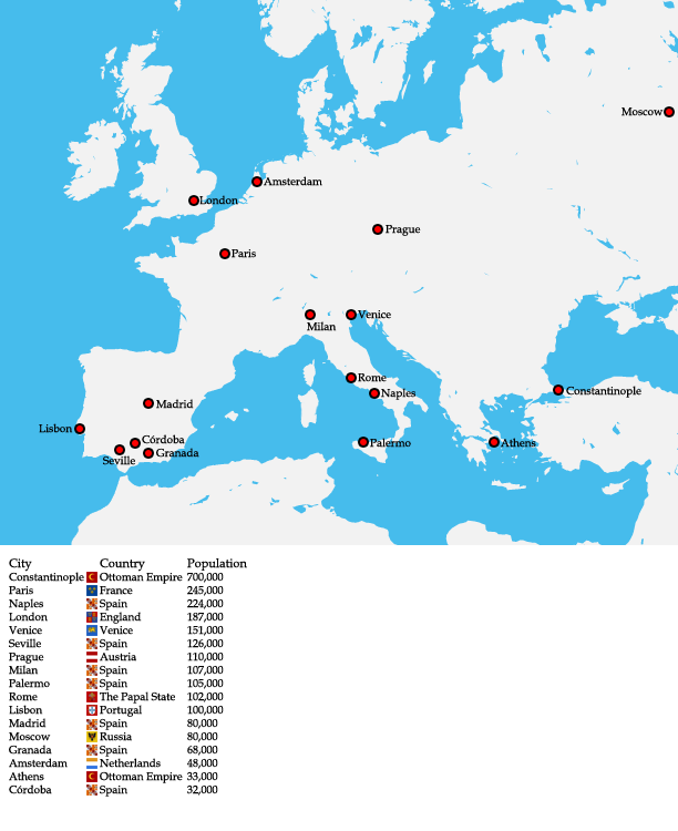 Obrázek Nejvetsi mesta v roce 1600