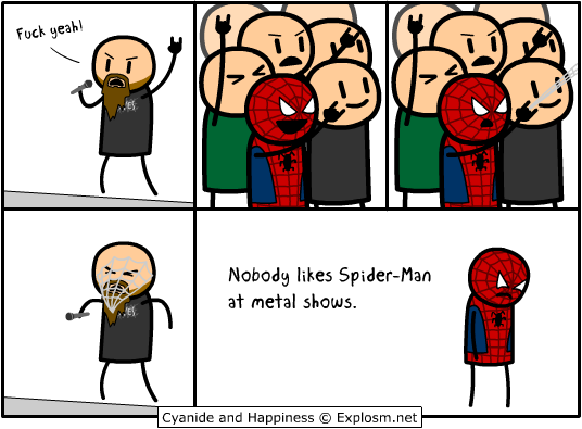 Obrázek Nobody-likes-Spiderman-at-metal-shows