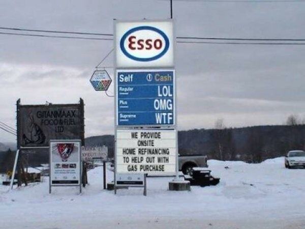 Obrázek OMG - Gas prices LOL - Sign FTW
