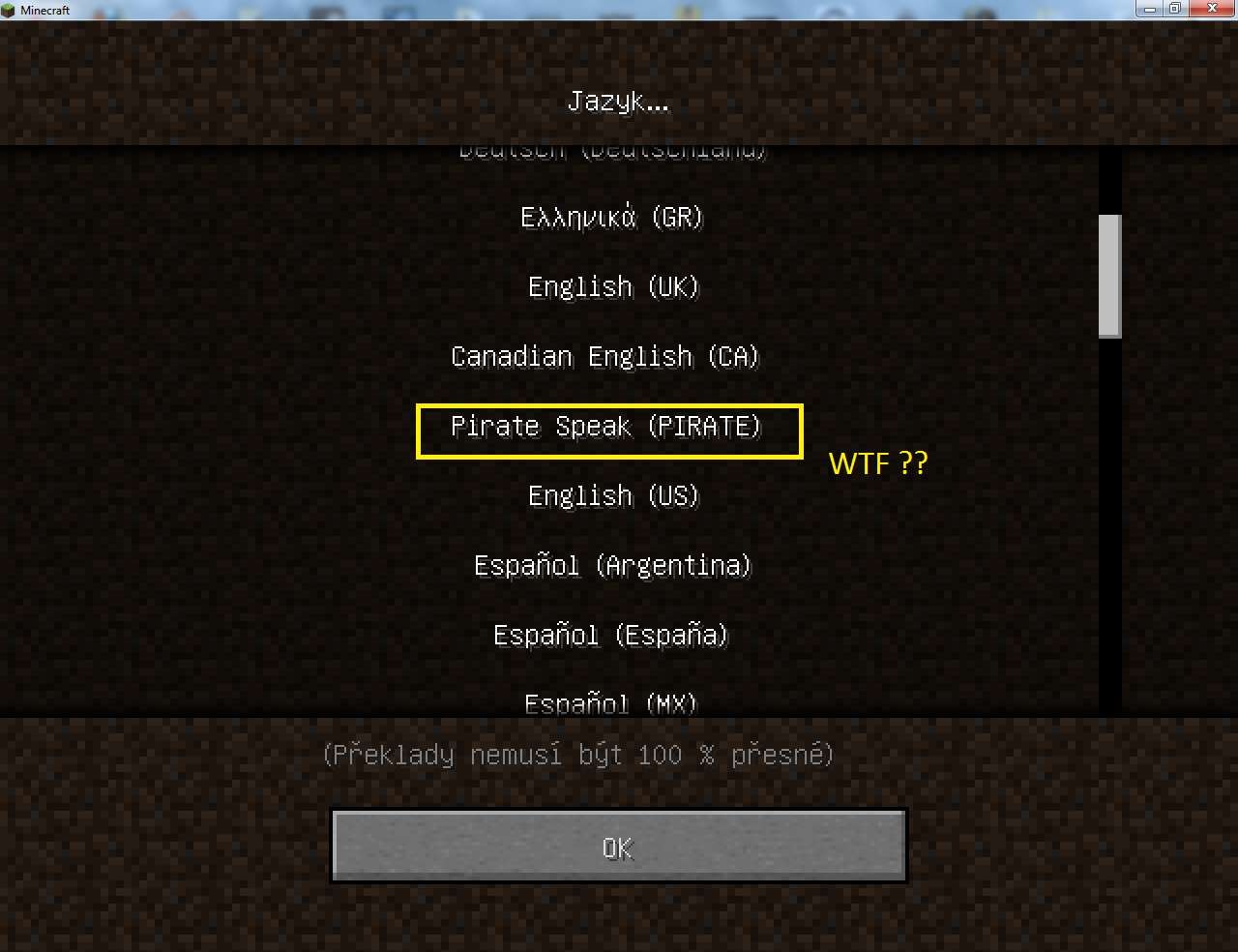 Obrázek Piratsky jazyk v minecraft