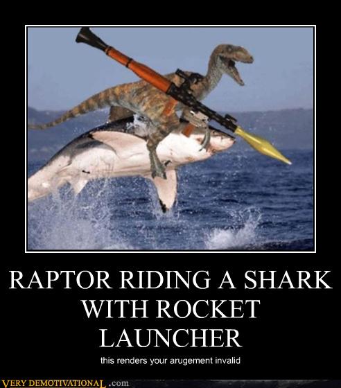 Obrázek Raptor riding shark