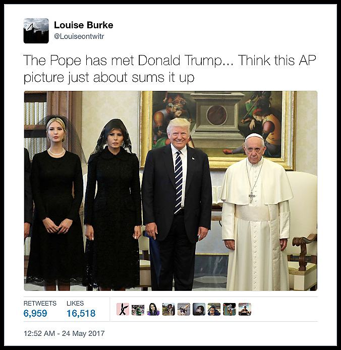 Obrázek Sad Pope Meets Trump - Internet Takes Over