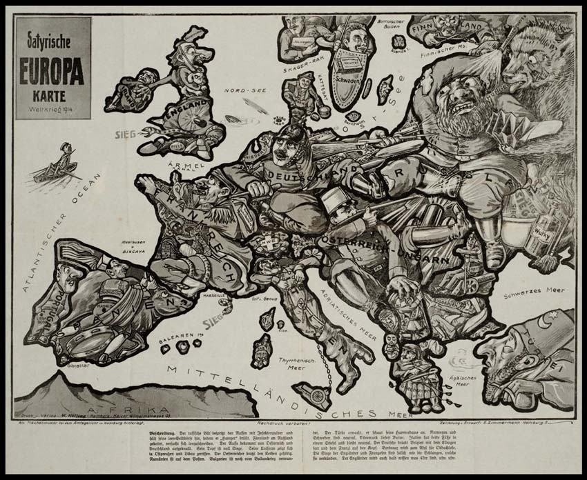 Obrázek Satyrische Europa Karte 1914
