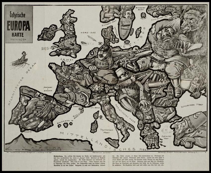 Obrázek Satyrische Europa Karte 1914