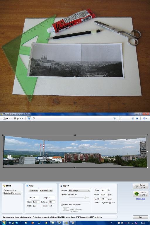 Obrázek Skladani panoramatu v 80-tych letech a dnes