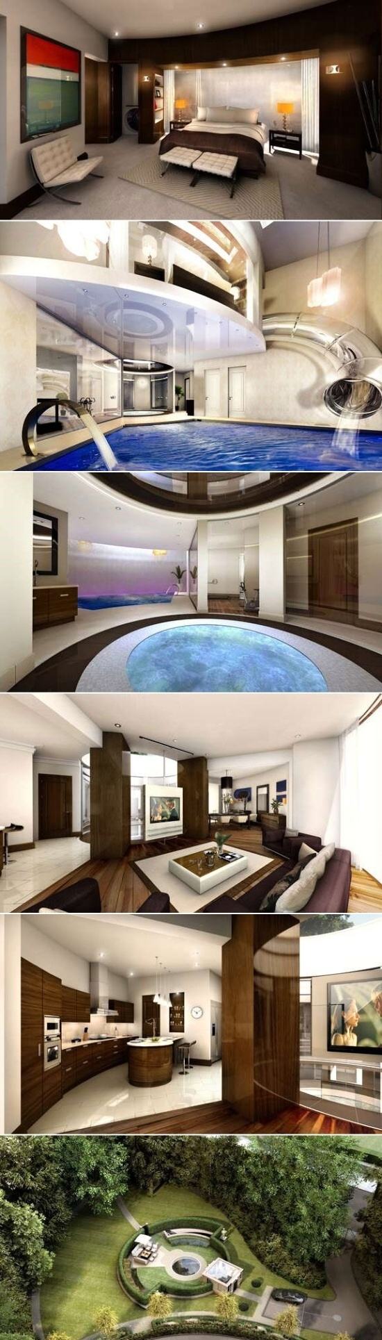 Obrázek Slide from bedroom to pool - subterranean mansion