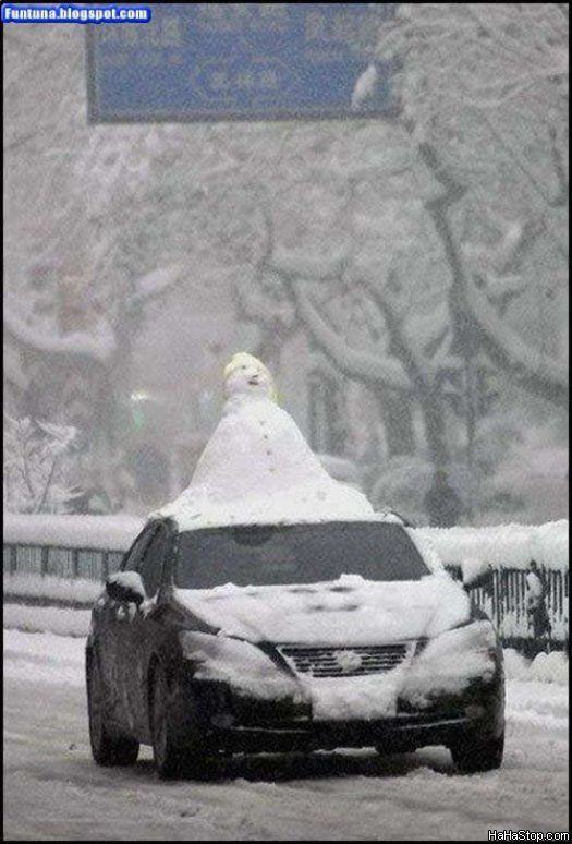 Obrázek Snowman On The Car