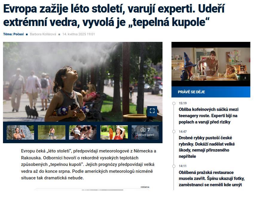 Obrázek Tepelna kupole vyvolala extremni vedra