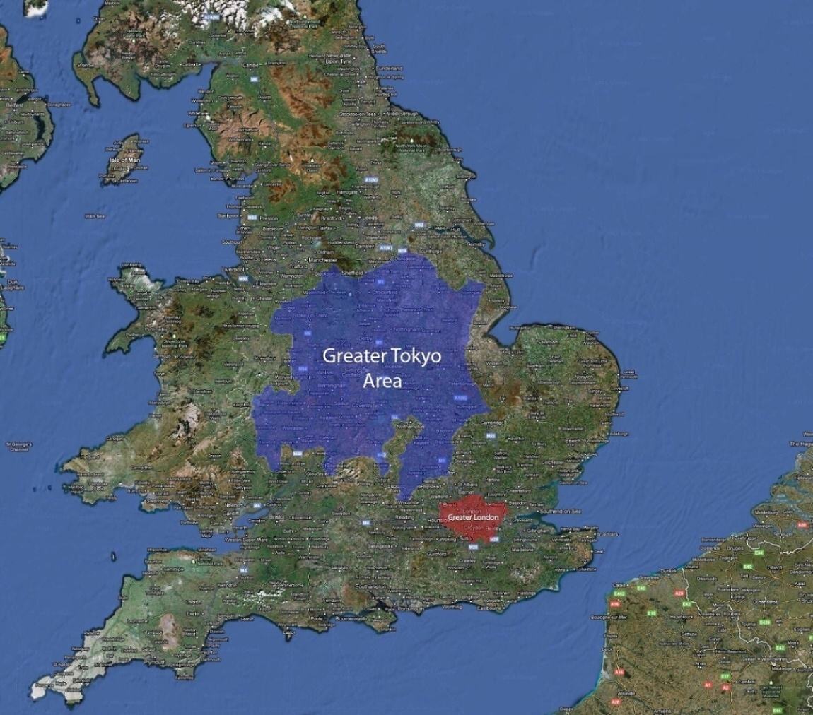 Obrázek The Greater Tokyo Area - as compared to the UK