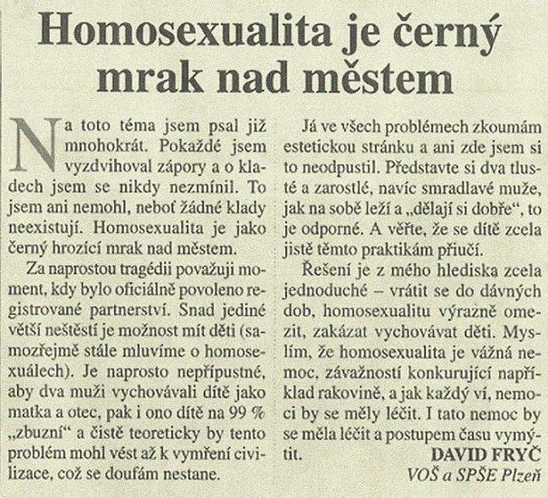 Obrázek Trocha homofobie v novinach