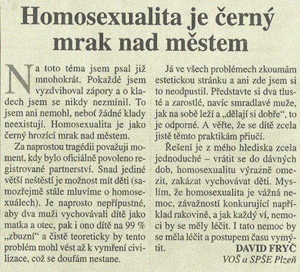 Obrázek Trocha homofobie v novinach