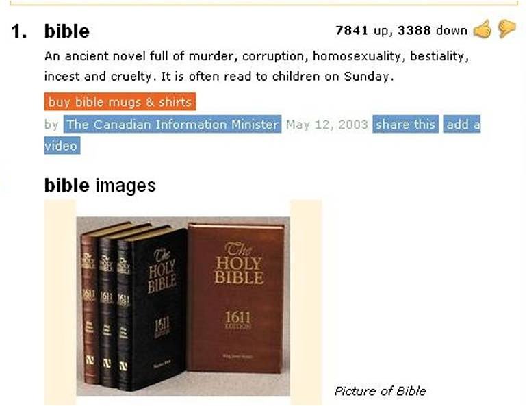Obrázek Urban Dictionary definition of Bible 31-12-2011