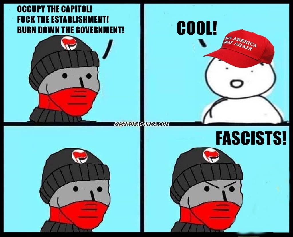 Obrázek antifa vs maga meme
