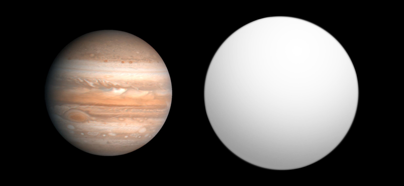 Obrázek biggest known planet compared to jupiter