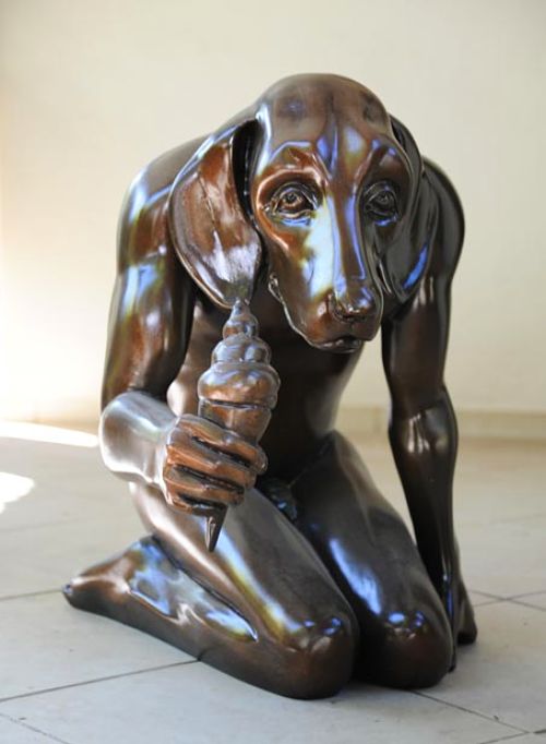 Obrázek dog-man-sculptures