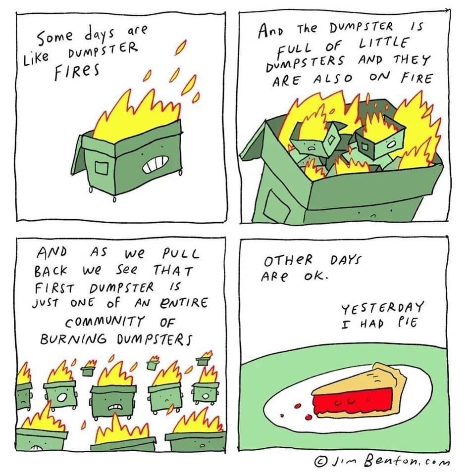 Obrázek dumpster fire or cake