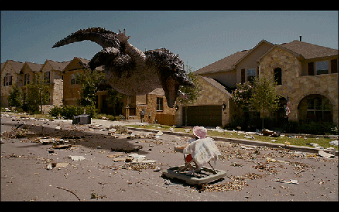 Obrázek flying alligator attacks baby in 3D